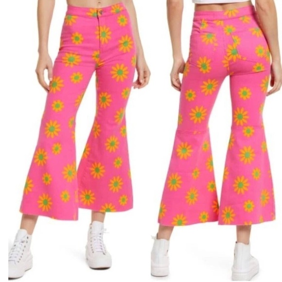 Free People We The Free Youthquake Printed Crop Flare Jeans Lipstick Combo - 27 - Picture 2 of 16